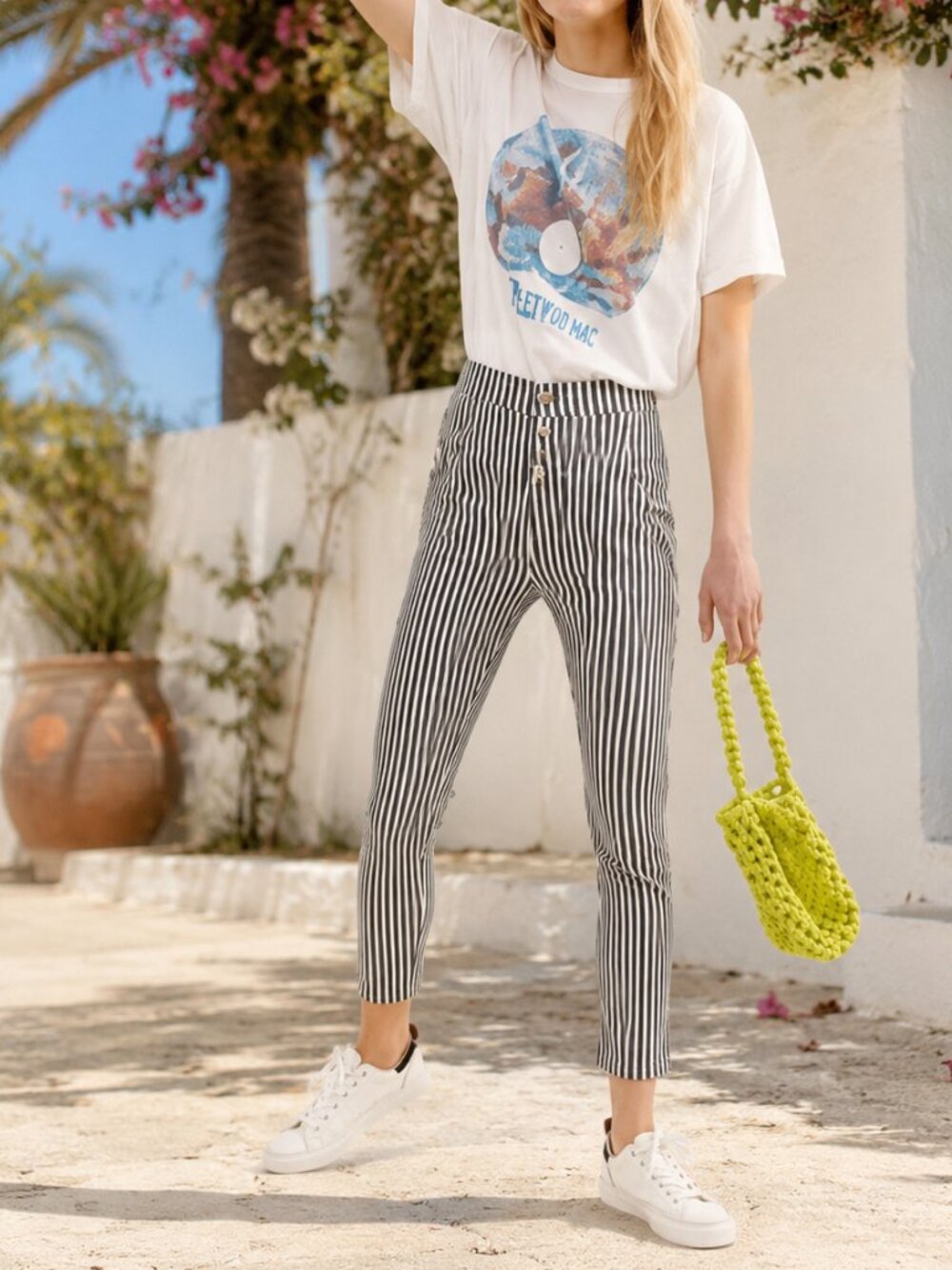 Free People Striped High Rise Pants Size 6 P-9